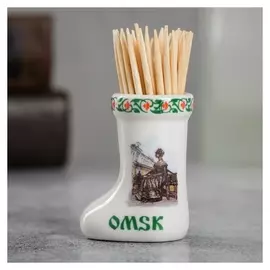Сувенир для зубочисток в форме валенка «Омск»