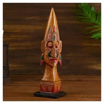 Сувенир "Голова аборигена" дерево 11х11х35 см
