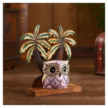 Сувенир из дерева "Сова у пальмы" 14х6х15 см