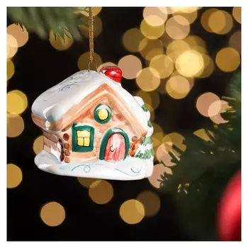 Сувенир "Избушка зимой", ярославская майолика, H=8 см