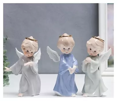 Сувенир керамика "Ангел в платье с золотым нимбом" 19х10х8 см