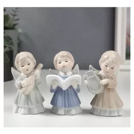 Сувенир керамика "Ангелы" набор 3 шт 10х5х5 см