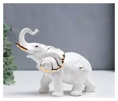 Сувенир керамика "Белоснежный слон" с золотом 17 см