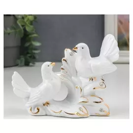 Сувенир керамика "Белые голуби на пушистой ветке" стразы 10х5,3х13 см