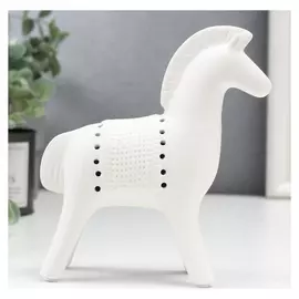 Сувенир керамика "Белый конь" матовый 15х17 см