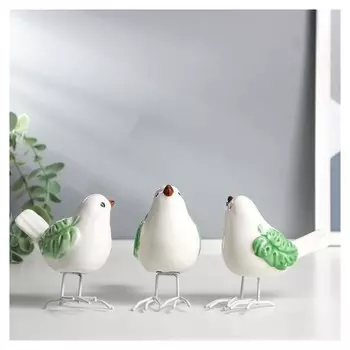 Сувенир керамика "Белый воробей с крыльями-пальмовыми листьями" 9х9х4,7 см