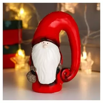 Сувенир керамика "Дед мороз, красный кафтан и колпак, золотые варежки" 16,5х7,5х11 см