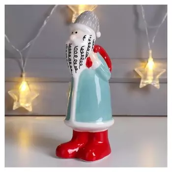 Сувенир керамика "Дед мороз в кафтане, с красным мешком" цветной 18,3х6,5х8,1 см