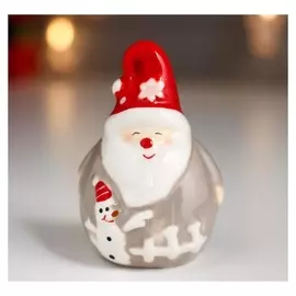 Сувенир керамика "Дедушка мороз красный нос, снеговичок на кафтане" 6,6х4х4,6 см