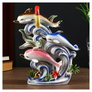 Сувенир керамика "Дельфины играют в салочки" 30х11х23 см