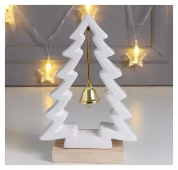 Сувенир керамика, дерево "Ёлочка с колокольчиком" 18,3х5х12,4 см