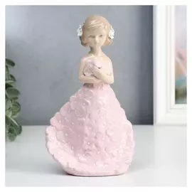 Сувенир керамика "Девочка в платье с розовыми цветами" 19х6,3х11 см