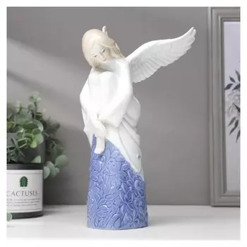 Сувенир керамика "Девушка-ангел в белом одеянии на цветочной скале" 24х14х14,5 см
