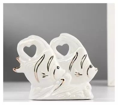 Сувенир керамика "Две белые рыбки" 8х10,3х3 см