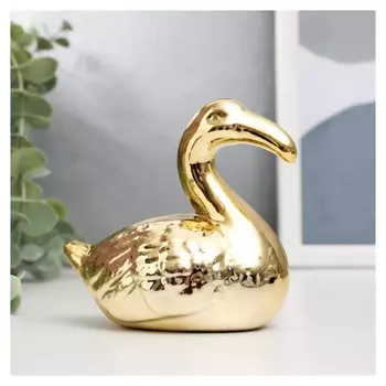 Сувенир керамика "Фламинго" золото 9х9х5,5 см