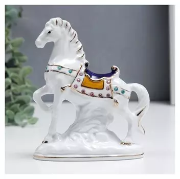 Сувенир керамика "Конь с попоной" стразы 15 см