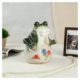 Сувенир керамика копилка "Лягушонок на шаре с цветами" 21х15х14 см