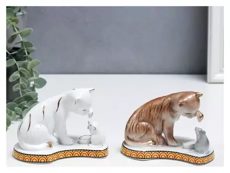 Сувенир керамика "Кошки-мышки" 9х12х8 см