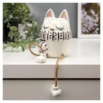 Сувенир керамика "Котёнок в шарфике" бело-чёрный с золотом 11,2х7,6х8,3 см