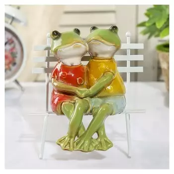 Сувенир керамика "Лягушата на скамеечке" 14х12,5х9,5 см