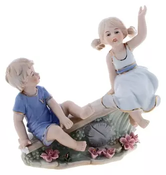 Сувенир керамика "Малыши на качели" 20х19х7,5 см