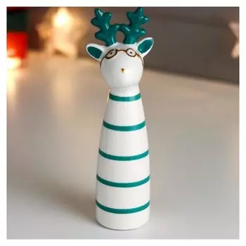 Сувенир керамика "Олень, в полосатом кафтане, золотые очки" 15,8х4,5х4,5 см