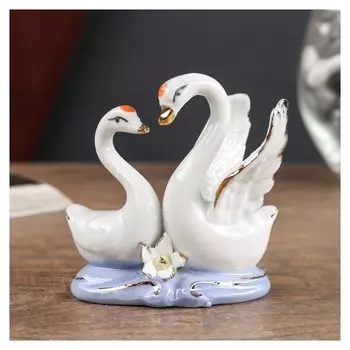 Сувенир керамика под фарфор 2 лебедя 8*7 см