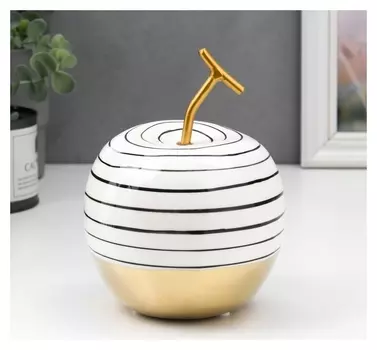 Сувенир керамика "Полосатое яблоко" с золотом 15,5х12х12 см