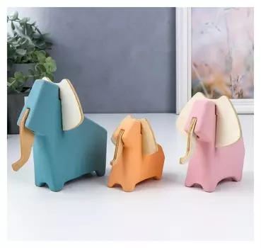 Сувенир керамика "Семья слонов" набор 3 шт 12,8х9х13,8 см 8,5х6,7х8,8 см 11х9х10,8 см