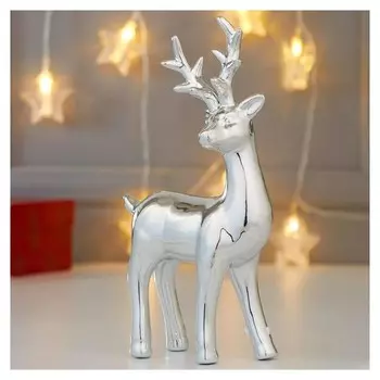 Сувенир керамика "Серебристый олень" 21,5х5,7х10,7 см