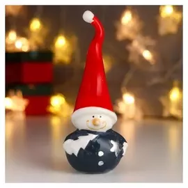 Сувенир керамика "Снеговик, серый кафтан и красный колпак, ёлочка и звезда" 14х5х6 см