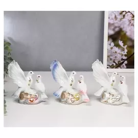 Сувенир керамика "Ухаживания голубей" стразы 12,5х11х5,5 см