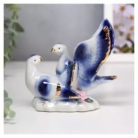 Сувенир керамика "Воркующие голуби" синие 10,5х12х7,5 см