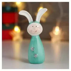 Сувенир керамика "Зайка в бирюзовом со звёздочками" 11х4х6 см