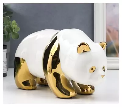 Сувенир керамика "Золотая панда" 12х15х10 см