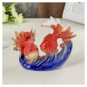Сувенир керамика "Золотые рыбки в море" 11х13,5х7 см