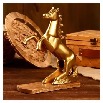 Сувенир "Конь" алюминий, дерево 25,4х10,2х30,5 см (Золотое покрытие)