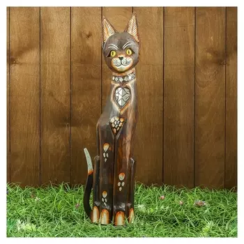 Сувенир "Кошечка с сердечком" дерево 14х6х60 см