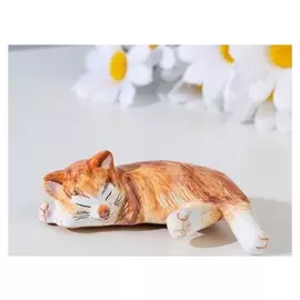 Сувенир "Кошечка соня", ярославская майолика, H=4 см