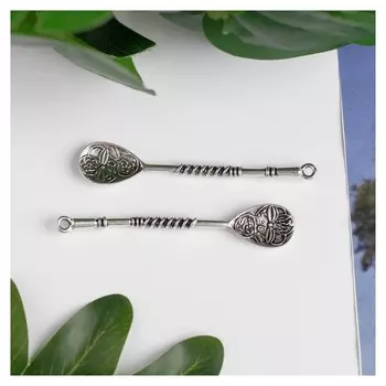 Сувенир кошельковый металл "Ложка цветочная" (В29023) 6,4х1,3 см