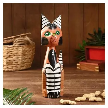 Сувенир "Кошка полосатая" дерево 8х7х30 см