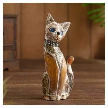 Сувенир "Кошка в ошейнике" дерево 7х3,5х20 см