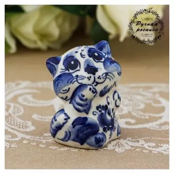 Сувенир «Кот ласка», 7 см, гжель