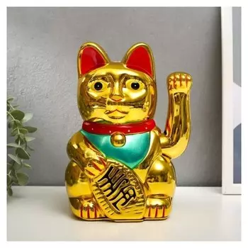 Сувенир "Кот манэки-нэко", цвет золото