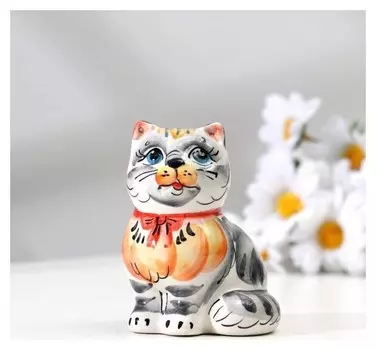 Сувенир "Кот мурзик", гжель цветная