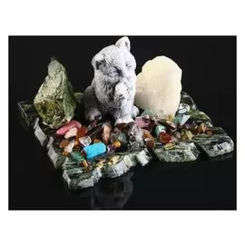 Сувенир "Котёнок умывается", змеевик, мрамор