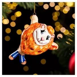 Сувенир "Львёнок плюш", ярославская майолика, H=10