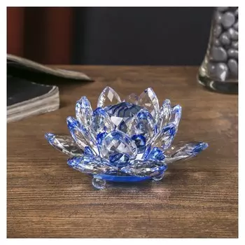 Сувенир "Лотос-кристалл трехъярусный - голубая радуга"