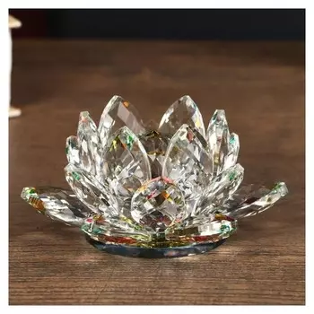 Сувенир "Лотос-кристалл трехъярусный - зелёная радуга"