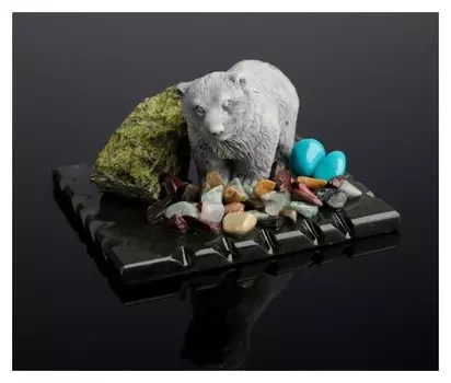 Сувенир" медведь стоящий", змеевик, мрамор